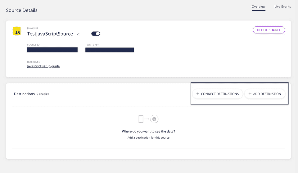 Destination Configuration Button