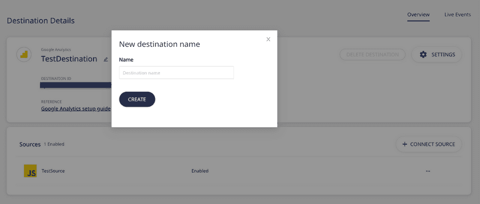 Create a new destination