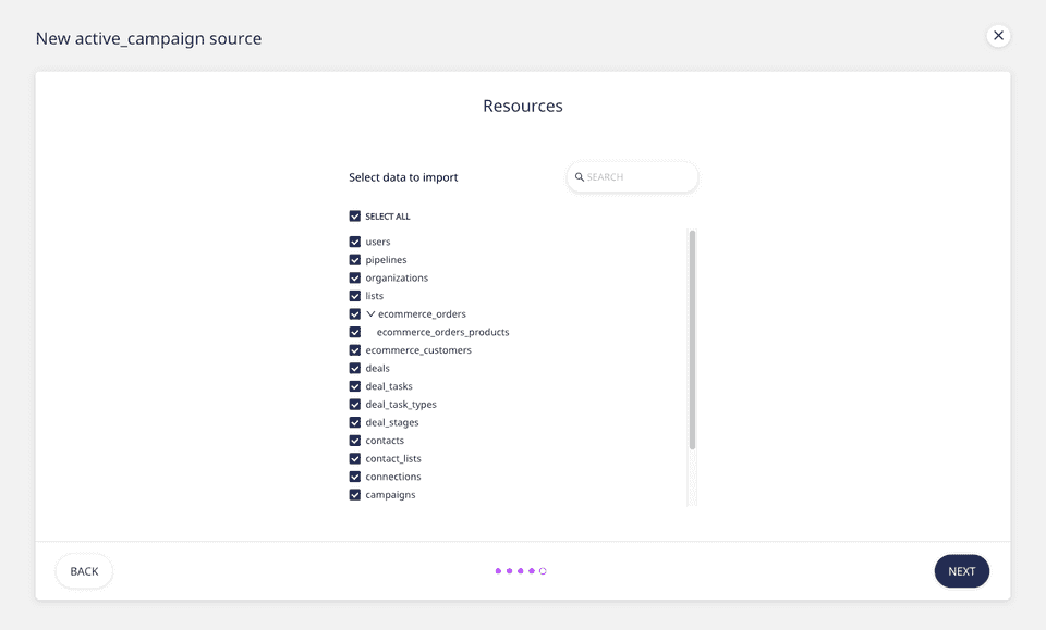Choose ActiveCampaign data