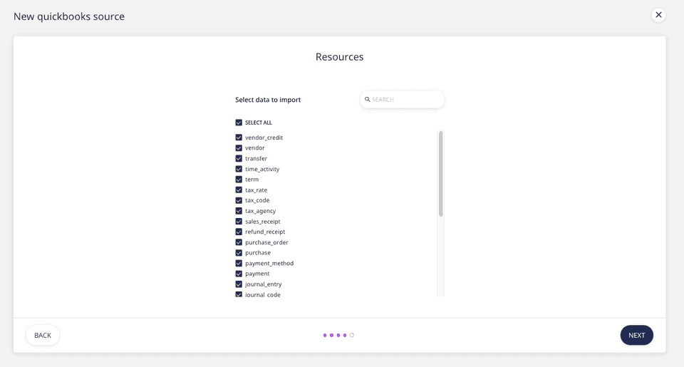 Choose QuickBooks data