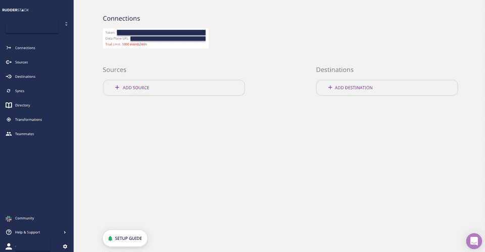 RudderStack Dashboard