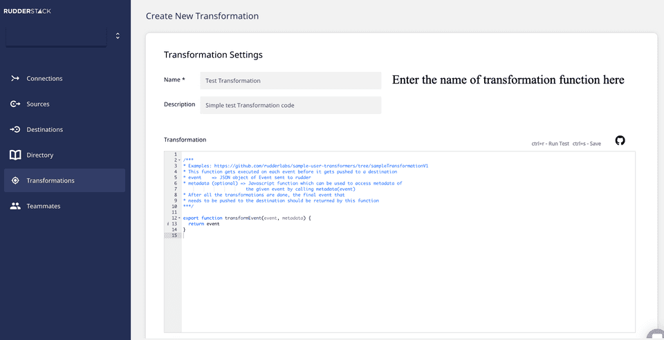 Assign a transformation name